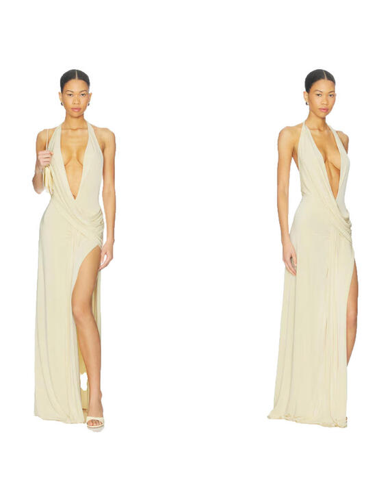 Natalie Rolt Dresses & Skirts - Natalie Rolt Winona Gown  lemon High side slit size S NWT $580msrp